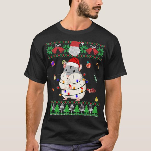 Funny Ugly Sweater Christmas Animals Santa Hamster Tシャツ (正面)