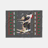Funny Ugly Xmas Sweater Dairy Cow Farmer Lights Ch フリースブランケット (正面(横))