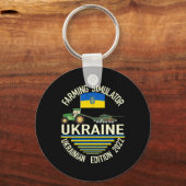 Funny Ukrainian Farmer Steals Tank Meme I Stand Wi キーホルダー (正面)