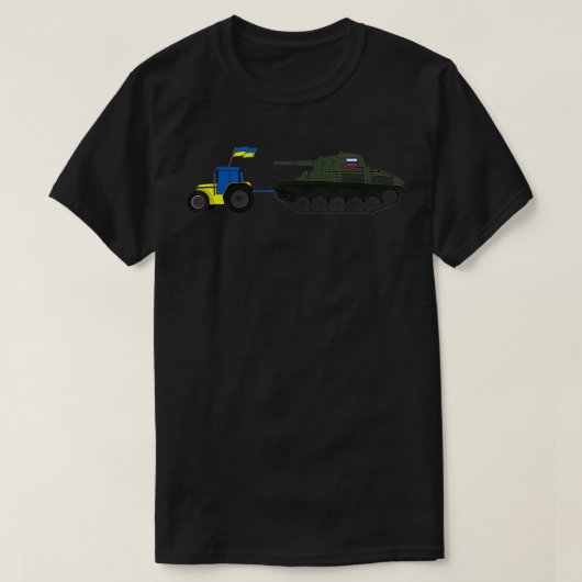 Funny Ukrainian Tractor Pulling Russia Tank Ukrain Tシャツ (デザイン正面)