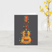 Funny Ukulele Christmas Graphics Lights Lover Play カード (黄色い花)