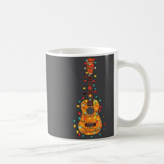 Funny Ukulele Christmas Graphics Lights Lover Play コーヒーマグカップ (右)