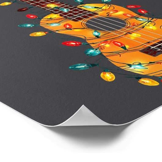 Funny Ukulele Christmas Graphics Lights Lover Play ポスター (角)