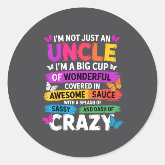Funny Uncle Quote Sy Cool Uncle Men ラウンドシール (正面)