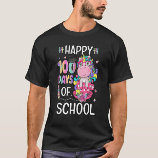 Funny Unicorn 100 Days Of School Apparel Women Gir Tシャツ