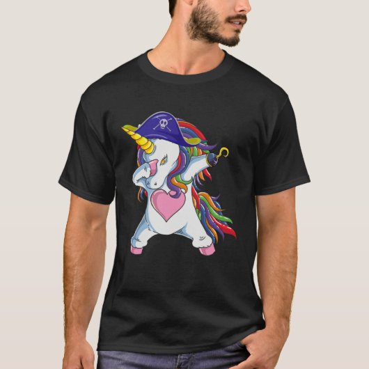 Funny Unicorn Costume Pirate Jolly Roger Flag Hall Tシャツ (正面)