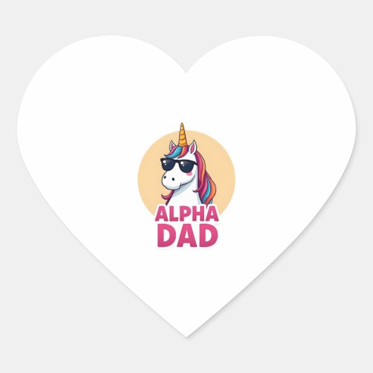 Funny Unicorn Dad Laufey Men Father's Day Christma ハートシール (正面)