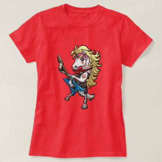 Funny Unicorn Glam Metal Hard Rock Guitar Cartoon Tシャツ