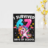 Funny Unicorn I Survived 67 Days Of School Meme Fo カード (黄色い花)