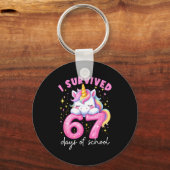 Funny Unicorn I Survived 67 Days Of School Meme Fo キーホルダー (正面)
