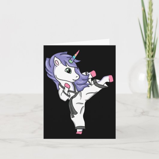 Funny Unicorn Karate Girl I Taekwondo Martial Arts カード (正面)