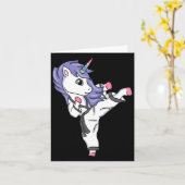 Funny Unicorn Karate Girl I Taekwondo Martial Arts カード (黄色い花)