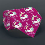 Funny Unicorn Saying Magical AF ネクタイ<br><div class="desc">A tie with a humorous design. A sleeping uncorn with a fancy mane and tail. Deocrated with a trio of stars. A rainbow arched overhead. A circular wreath made up of clouds, hearts and flowers for additional girly flair. Typography says Magical AF. Humorous and cute. The background is a dark...</div>