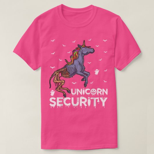 Funny Unicorn Security Scary Skeleton Unicorn Hall Tシャツ (デザイン正面)