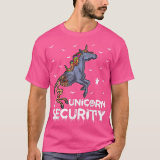 Funny Unicorn Security Scary Skeleton Unicorn Hall Tシャツ