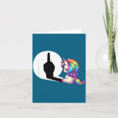 Funny Unicorn With Middle Finger Morning Grouch  カード (正面)