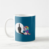 Funny Unicorn With Middle Finger Morning Grouch コーヒーマグカップ (左)