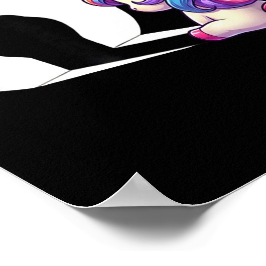 Funny Unicorn With Middle Finger Morning Grouch  ポスター (角)