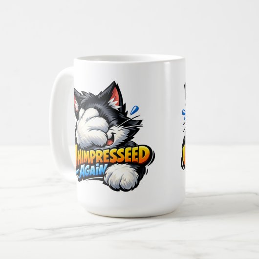 Funny Unimpressed Cat Coffee Mug - Grumpy Office  コーヒーマグカップ (正面左)