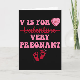 Funny V Is For Very Pregnant Gender Reveal Valenti カード