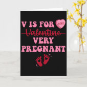 Funny V Is For Very Pregnant Gender Reveal Valenti カード (黄色い花)