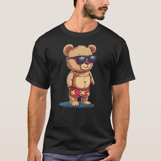 Funny Vacation Bear in swimming trunks Outfit Tシャツ (正面)