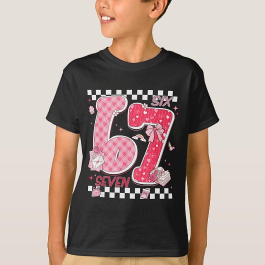 Funny Valentine 67 Six Seven Meme Nk Bow Boy Girl  Tシャツ (正面)