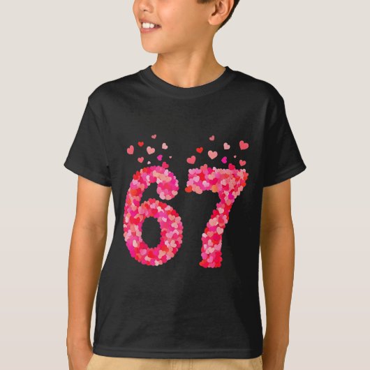 Funny Valentine 6 7 Meme Boy Six Seven Hearts Gen  Tシャツ (正面)