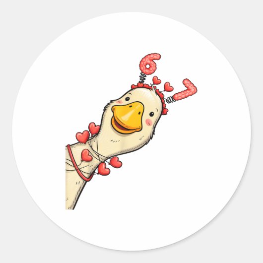 Funny Valentine Goose 6 7 Six Seven Meme Matching  ラウンドシール (正面)