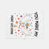 Funny Valentine Goose Coquette You Make My Heart G フリースブランケット (正面(横))