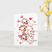 Funny Valentine Goose Nk Coquette Valentines Girls カード (黄色い花)