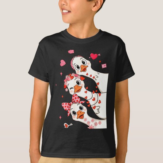 Funny Valentine Goose Nk Coquette Valentines Girls Tシャツ (正面)