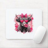 Funny Valentine Highland Cow Lollip Heart Art Nk L マウスパッド (マウス)