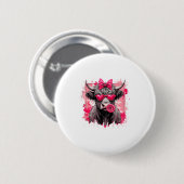 Funny Valentine Highland Cow Lollip Heart Art Nk L 缶バッジ (正面&裏面)