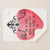 Funny Valentine pink heart シェルパブランケット (正面(横))