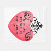 Funny Valentine pink heart フリースブランケット (正面(横))