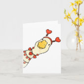 Funny Valentine Silly Gooses Duck Heart Love Match カード (黄色い花)