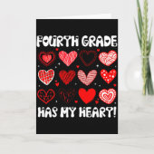 Funny Valentine Teacher Fourth Grade Has My Heart  カード (正面)