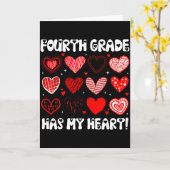 Funny Valentine Teacher Fourth Grade Has My Heart  カード (黄色い花)