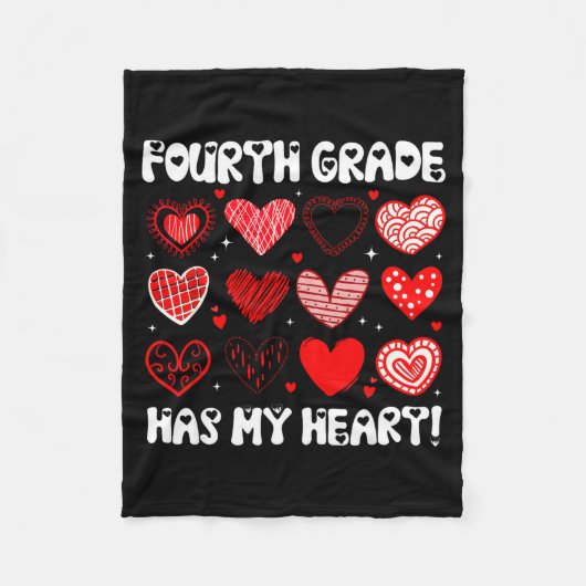 Funny Valentine Teacher Fourth Grade Has My Heart  フリースブランケット (正面)