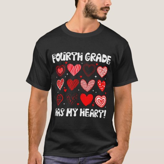 Funny Valentine Teacher Fourth Grade Has My Heart  Tシャツ (正面)