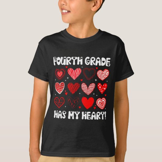 Funny Valentine Teacher Fourth Grade Has My Heart  Tシャツ (正面)