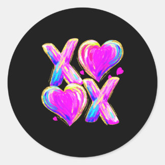 Funny Valentine Xoxo Hearts Hugs And Kisses Boys G ラウンドシール