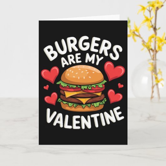 Funny Valentine's Burger Lovers Men Women  カード (黄色い花)