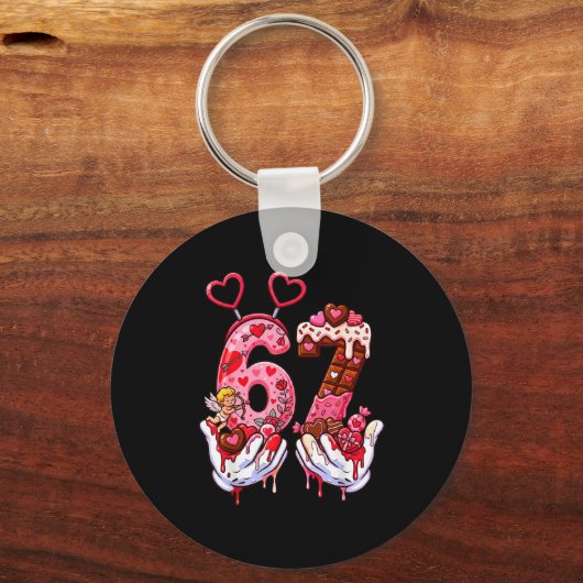 Funny Valentine's Day 67 Meme Hands Six Seven Cud  キーホルダー (正面)