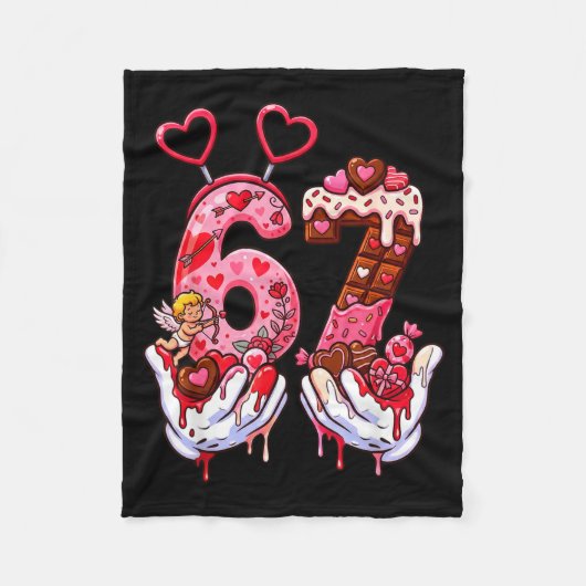 Funny Valentine's Day 67 Meme Hands Six Seven Cud  フリースブランケット (正面)