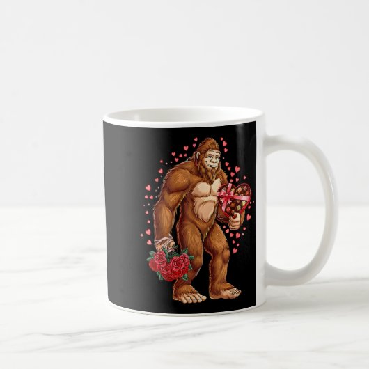 Funny Valentines Day Bigfoot Heart Love Sasquatch コーヒーマグカップ (右)