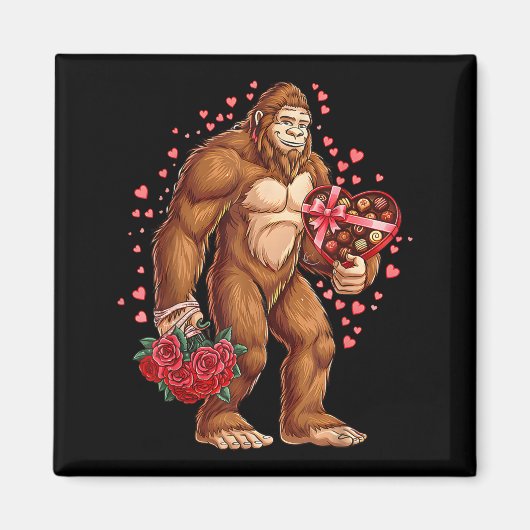 Funny Valentines Day Bigfoot Heart Love Sasquatch  マグネット (正面)