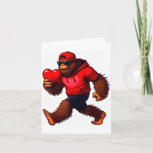 Funny Valentines Day Bigfoot Heart Sungles Sasquat カード (正面)