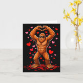 Funny Valentines Day Bigfoot Heart Sungles Sasquat カード (黄色い花)
